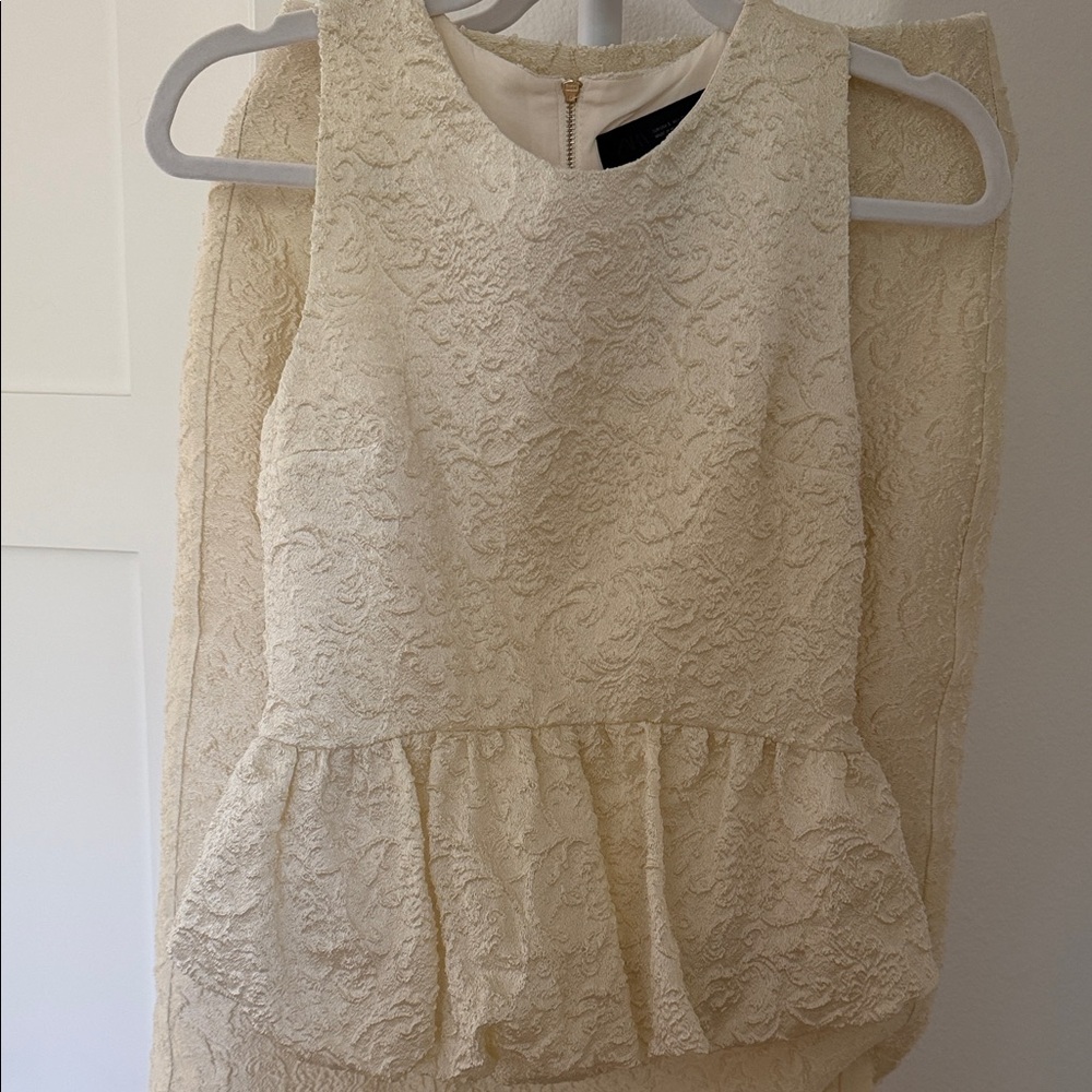 Zara Cream Textured Peplum Camisole